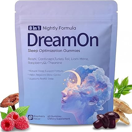 DreamOn Sleep Optimization Gummies for Adult, with Reishi, Cordyceps, Lions Mane, Turkey Tail, L-... | Amazon (US)
