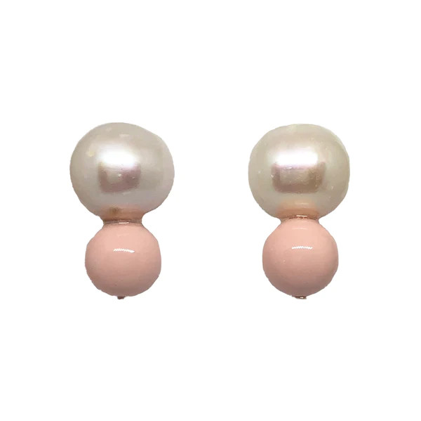 Big Pearl, little blush pink studs | Meg Carter Designs