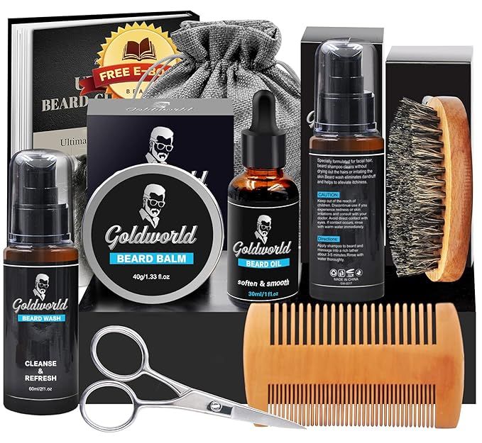 Beard Kit,Beard Growth Kit,Beard Grooming Kit w/2 Packs Beard Wash/Shampoo,Beard Growth Oil,Beard... | Amazon (US)