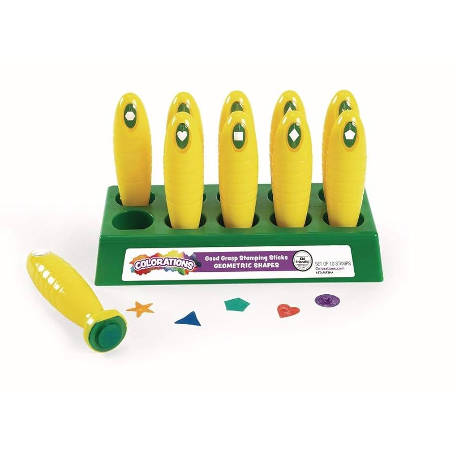 Colorations Shapes Easy to Hold Good Grasp Kids Stamping Sticks Set of 10, 1-1/2"W x 5-1/8"H each... | Amazon (US)