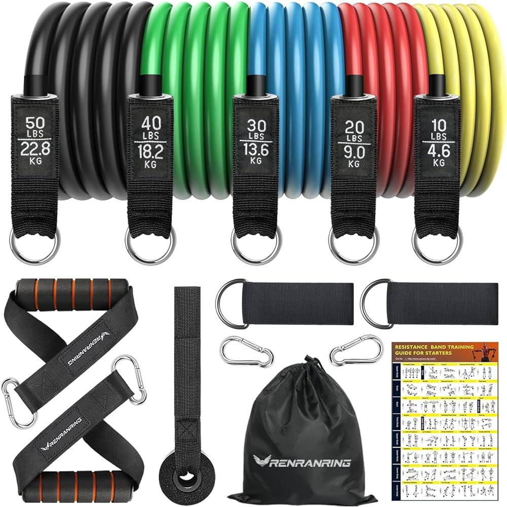 Resistance Bands for Working Out, 150LBS Exercise Bands, Workout Bands, Resistance Bands Set with... | Amazon (US)