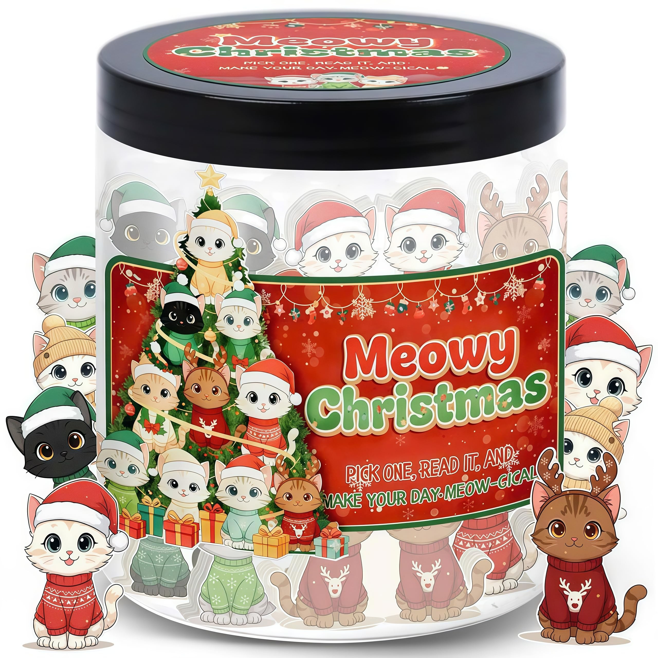 Positive Cat Christmas Jar with 60 Affirmation Cards, Emotional Support Gift for Women Men Teens ... | Amazon (US)
