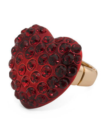 Pave Crystal Heart Stretch Ring | TJ Maxx