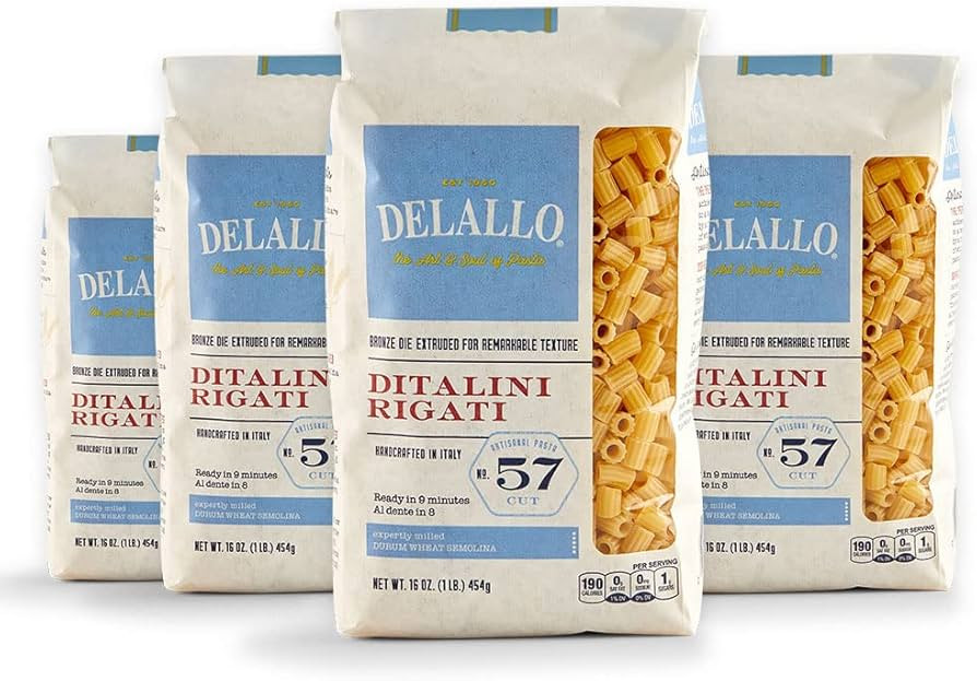 DeLallo Ditalini Pasta, 1 Pound Bag, 4 Pack, Tiny Tube Shaped, Made in Italy, Al Dente Pasta, Coo... | Amazon (US)