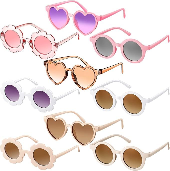 9 Pairs Kids Sunglasses Round Flower Heart Shaped Sunglasses for Toddler Girls Boys Baby Cute Gla... | Amazon (US)