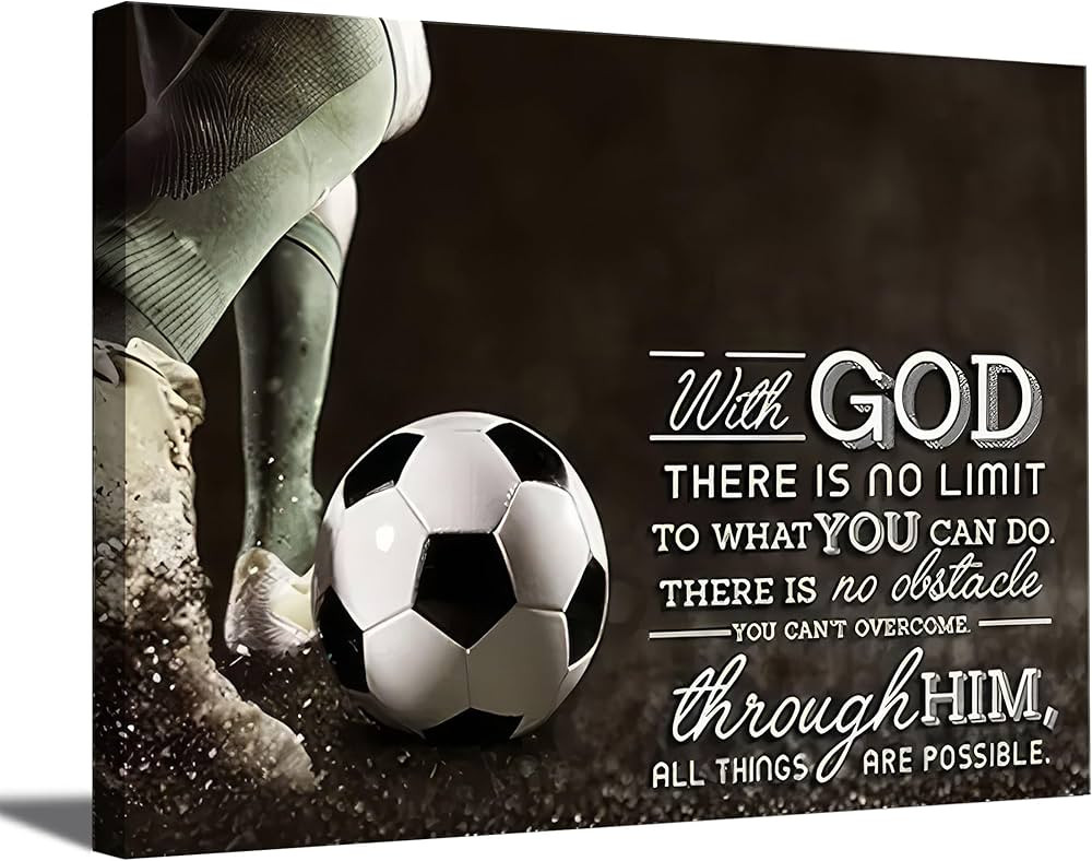 Soccer Inspirational Canvas Wall Art Motivational Quotes Picture Painting Wall Decor Christian Bo... | Amazon (US)