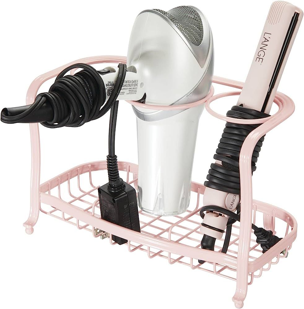 mDesign Metal Hair Care & Styling Tool Organizer Holder - 3 Sections - Bathroom Vanity Countertop... | Amazon (US)