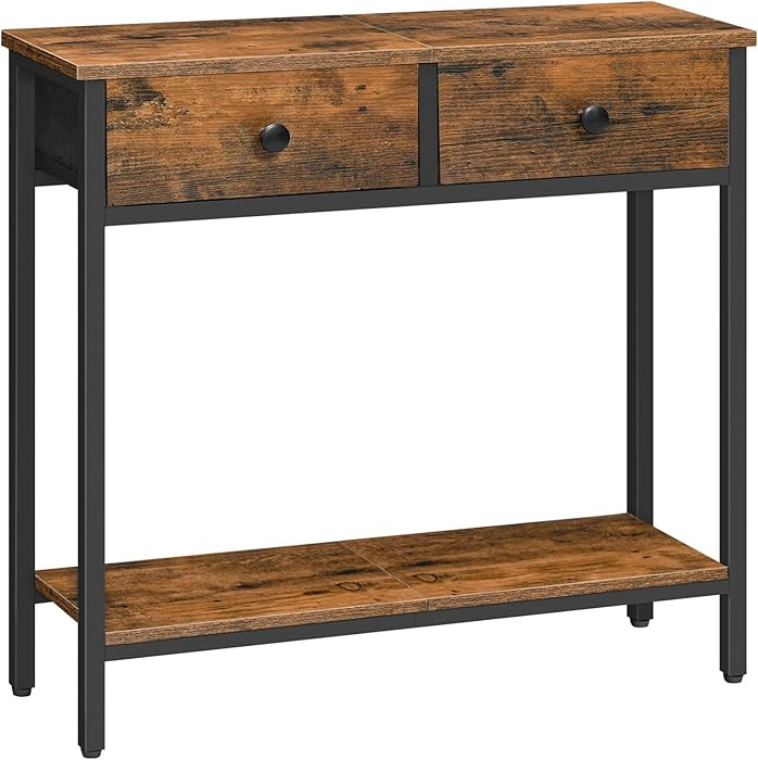 HOOBRO 29.5" Narrow Console Table with 2 Fabric Drawers, Small Entryway Table with 2-Tier Storage... | Amazon (US)