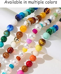 Chunky Beaded Choker Necklace for Women Boho Statement Necklace with Large Pearl Blue Brown Tone ... | Amazon (US)
