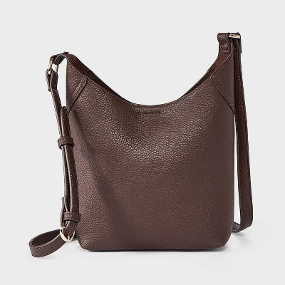 Faux Leather Long Slouchy Crossbody Bag - Universal Thread™ Brown | Target