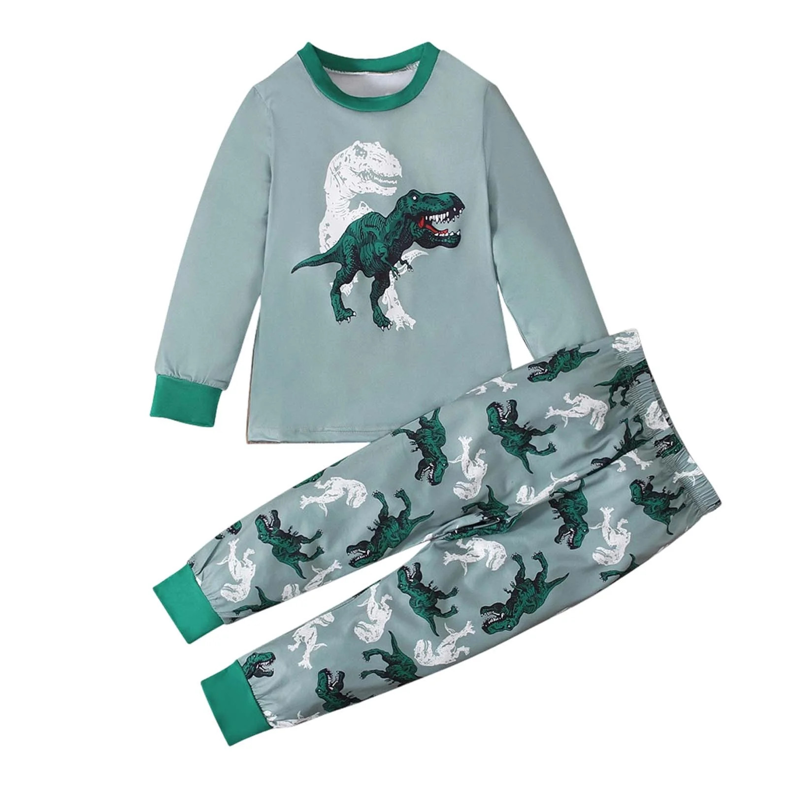 Fshinging Toddler Boys Pjs Kids Sleepwear Sets Patchwork Long Sleeve Cartoon Dinosaur Print Pullo... | Walmart (US)
