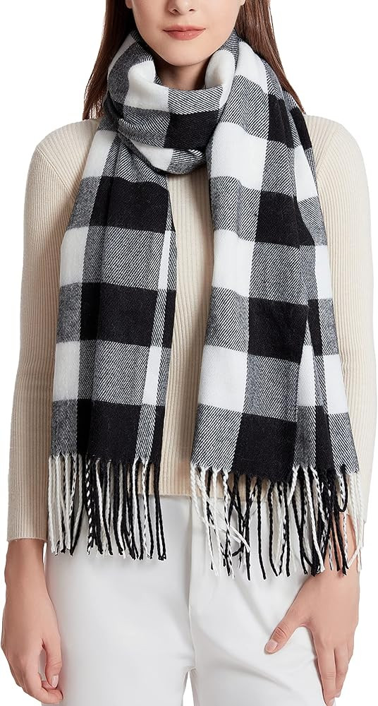 Wander Agio Women's Fashion Long Shawl Big Grid Winter Warm Lattice Large Scarf | Amazon (US)