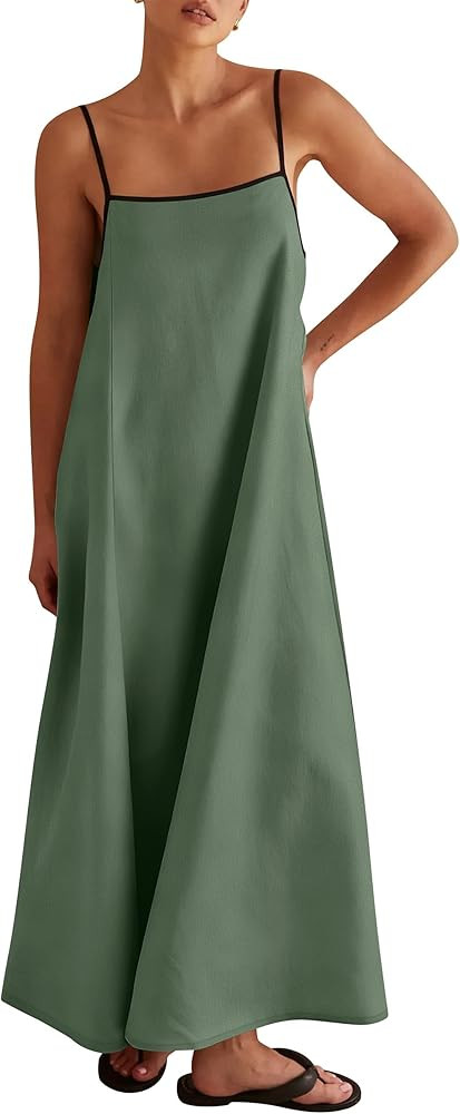 ANRABESS Womens Summer Maxi Dress Casual Spaghetti Straps Sundress Flowy Long Dresses with Pocket... | Amazon (US)