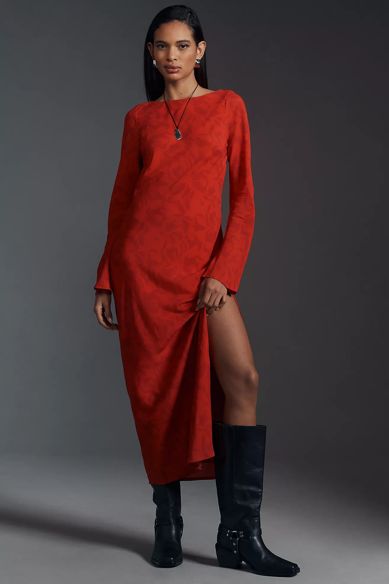SOVERE Ember Long-Sleeve Open-Back Slim Maxi Dress | Anthropologie (US)