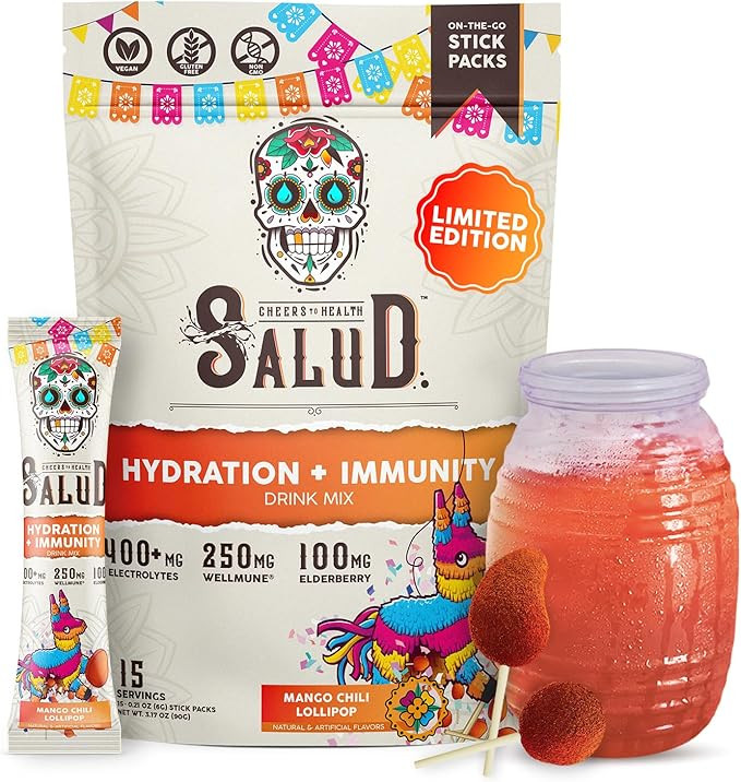 Salud 2-in-1 Hydration Packets + Immunity Electrolytes Powder, Mango Chili Lollipop - Agua Fresca... | Amazon (US)