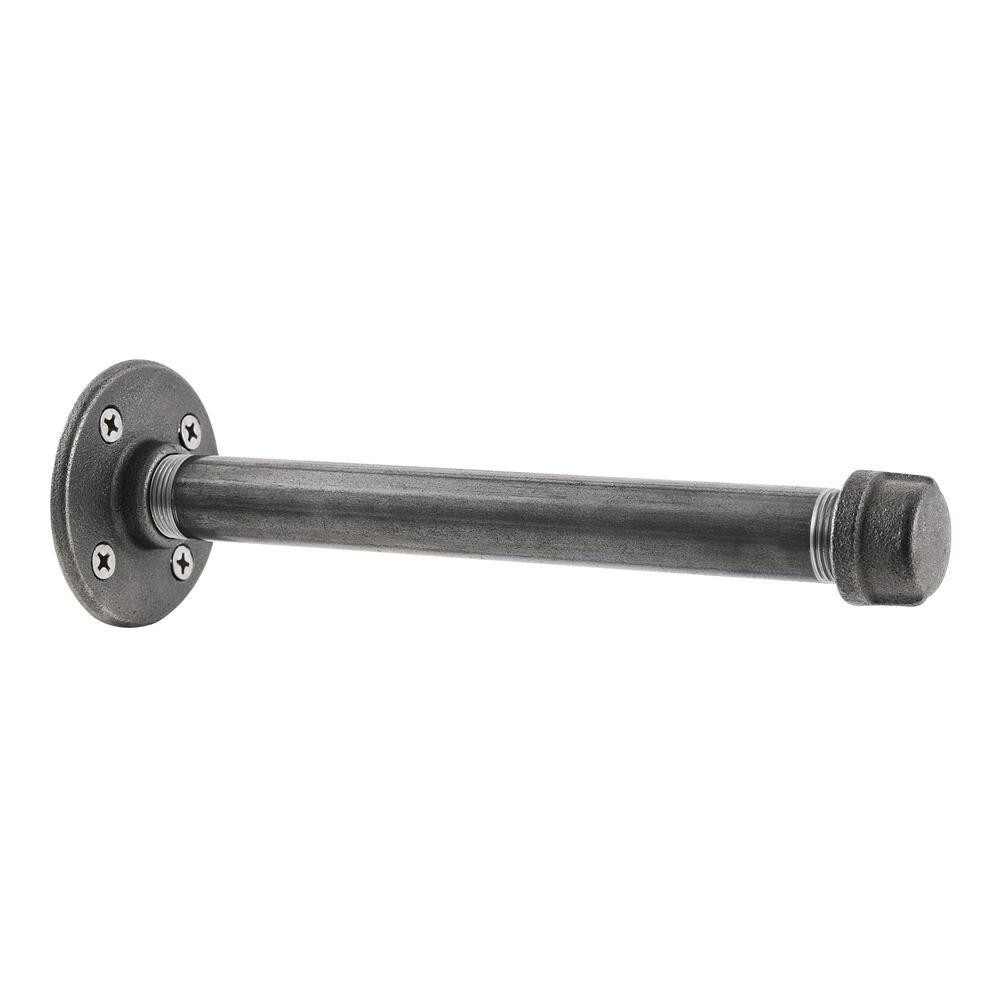 10 in. Black Industrial Steel Pipe Shelf Bracket | The Home Depot