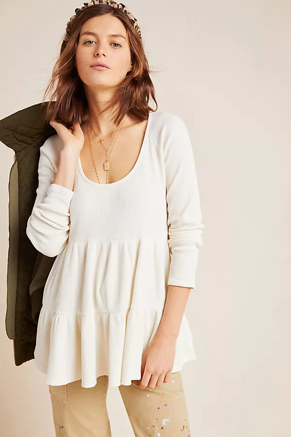 Samina Thermal Babydoll Top | Anthropologie (US)