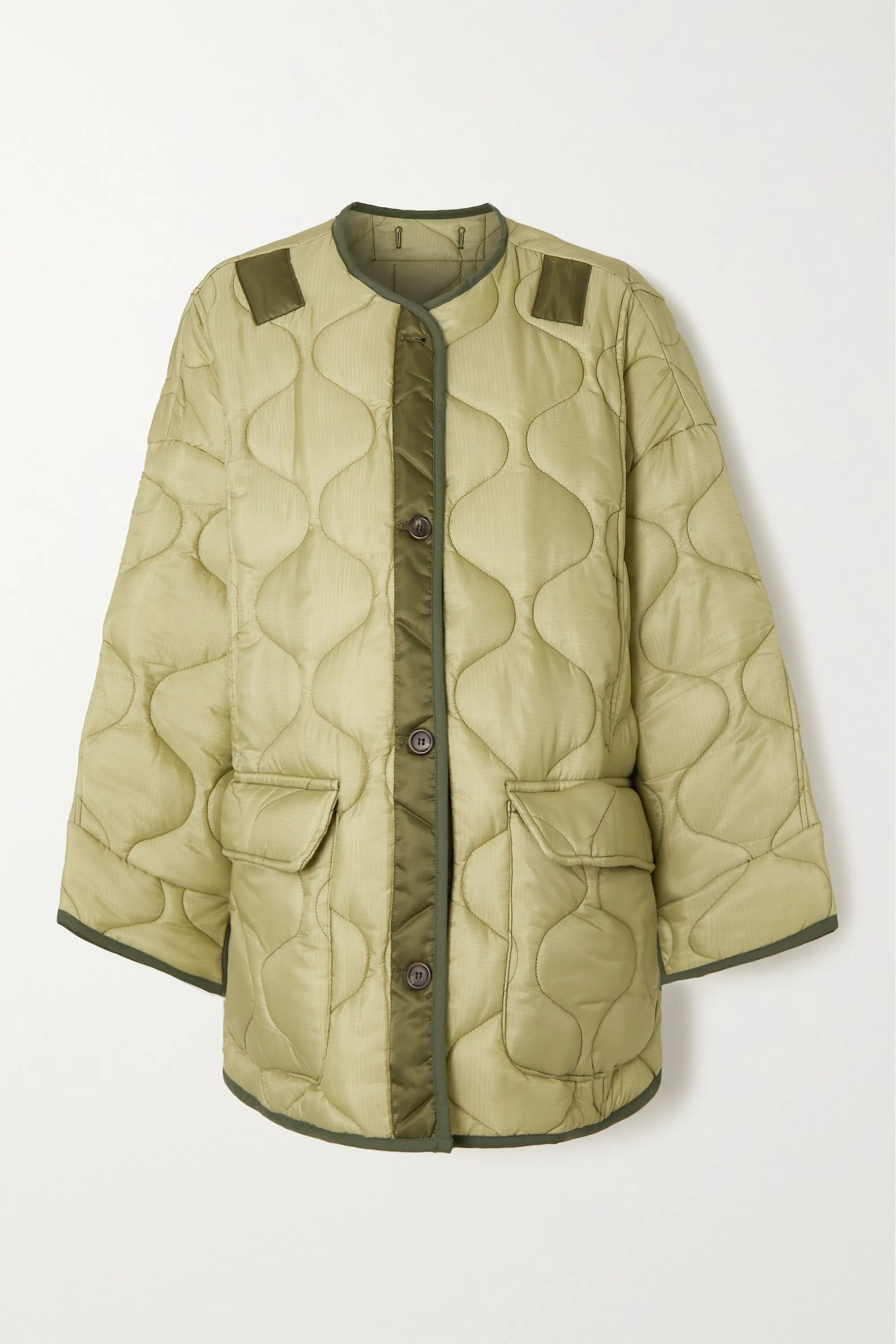 Army green Quilted padded ripstop jacket | Frankie Shop | NET-A-PORTER | NET-A-PORTER (UK & EU)