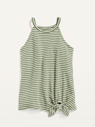 Rib-Knit Tie-Front Striped Halter Tank Top for Girls | Old Navy (US)