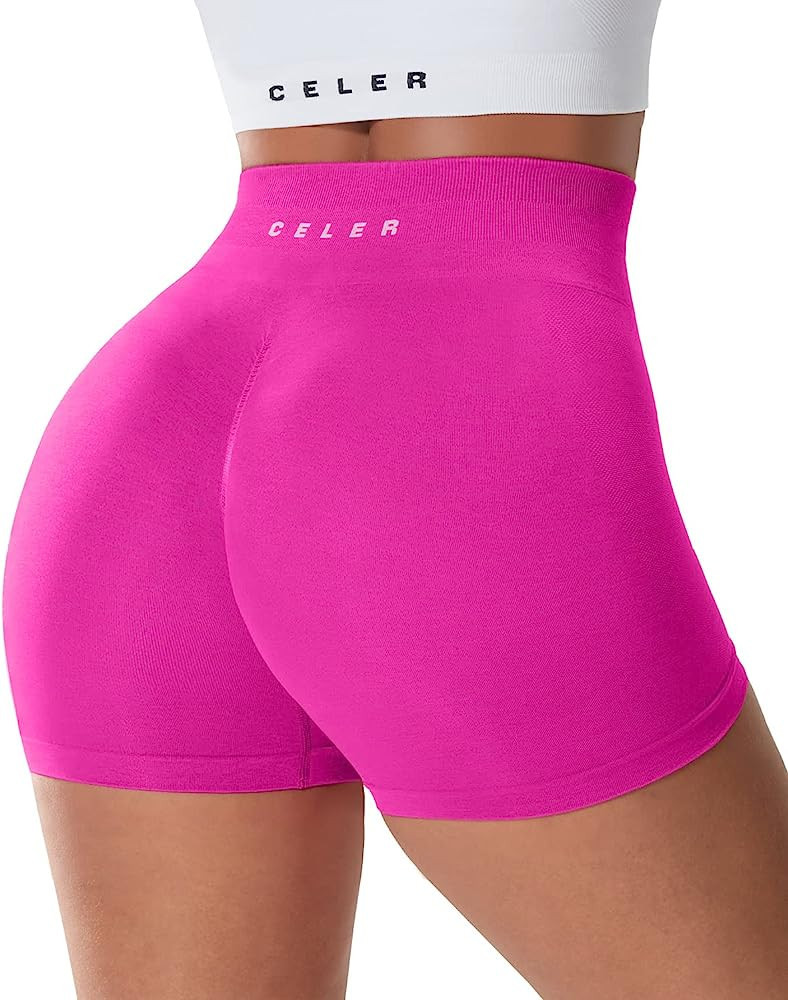 CELER Womens Workout Shorts Chemistry Seamless Scrunch Butt Gym Shorts High Waisted Yoga Athletic... | Amazon (US)