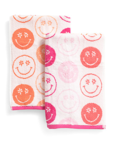 Set Of 2 Smiley Hand Towels | TJ Maxx