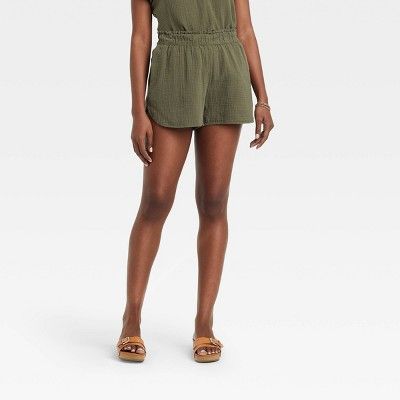 Women&#39;s High-Rise Pull-On Shorts - Universal Thread&#8482; Green M | Target