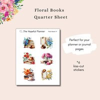 Floral Books Sticker Sheet - Bright Book Deco Stickers For Planners & Journals | Etsy (US)