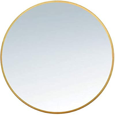 Modern Round Brushed Metal Mirror 40" Gold & Black - Hanging Bathroom Vanity - Crystal Clear - La... | Amazon (US)