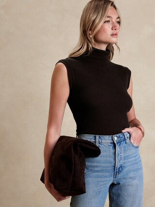 Ribbed Mock-Neck T-Shirt | Banana Republic Factory