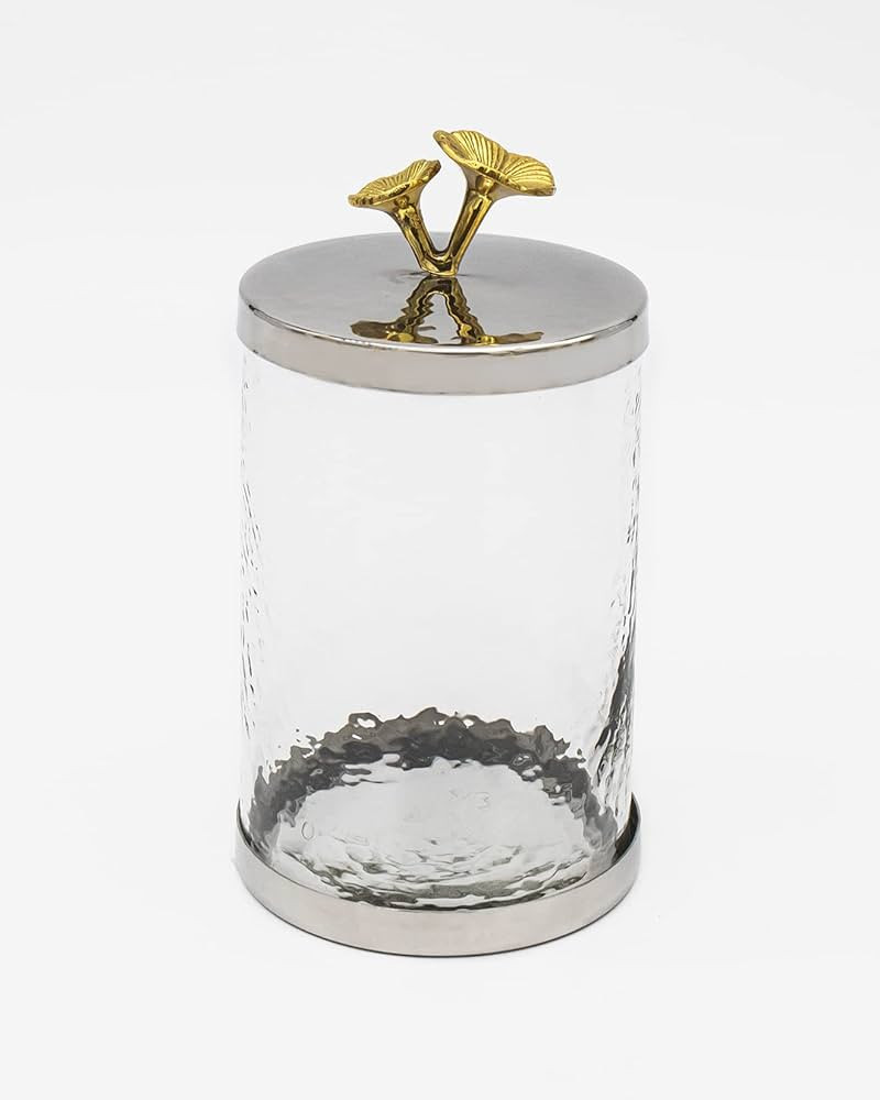 Godinger Canister Storage Container, Glass Storage Canister, Marble with Silver Band - 4x6 | Amazon (US)