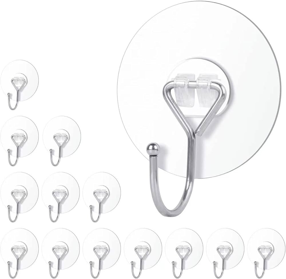 14pack Large Adhesive Hooks Wall Hooks,Waterproof Rustproof Stainless Steel Removable Heavy Duty ... | Amazon (US)