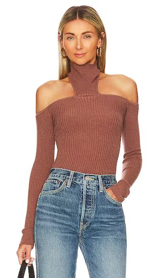 Alaric Mock Neck Sweater in Tan | Revolve Clothing (Global)