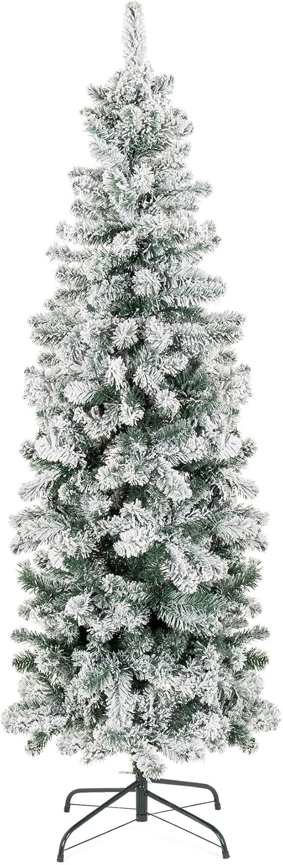 Best Choice Products 6ft Snow Flocked Artificial Pencil Christmas Tree Holiday Decoration w/Metal... | Amazon (US)