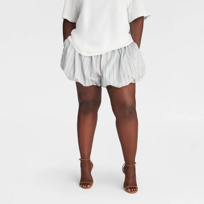 KBB by KAHLANA Women's Mid-Rise Pull-On 'The Bubble Shorts' - Blue Striped 4X | Target