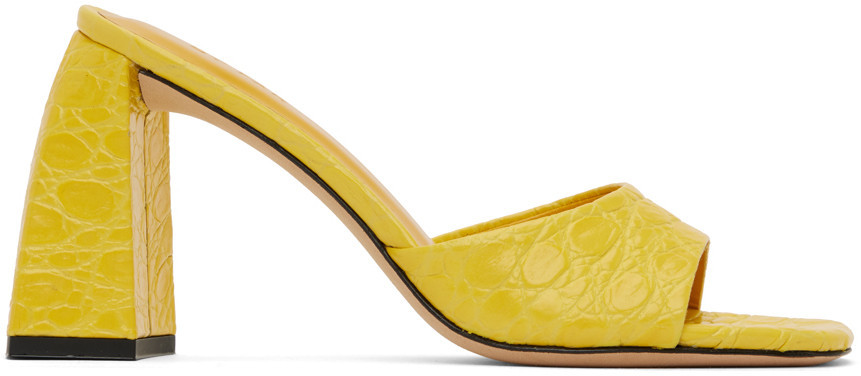BY FAR Yellow Michele Mules | SSENSE
