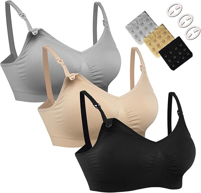 HOFISH 3PACK Full Bust Seamless Nursing Maternity Bras Bralette S-XXL with Extra Bra Extenders & ... | Amazon (US)