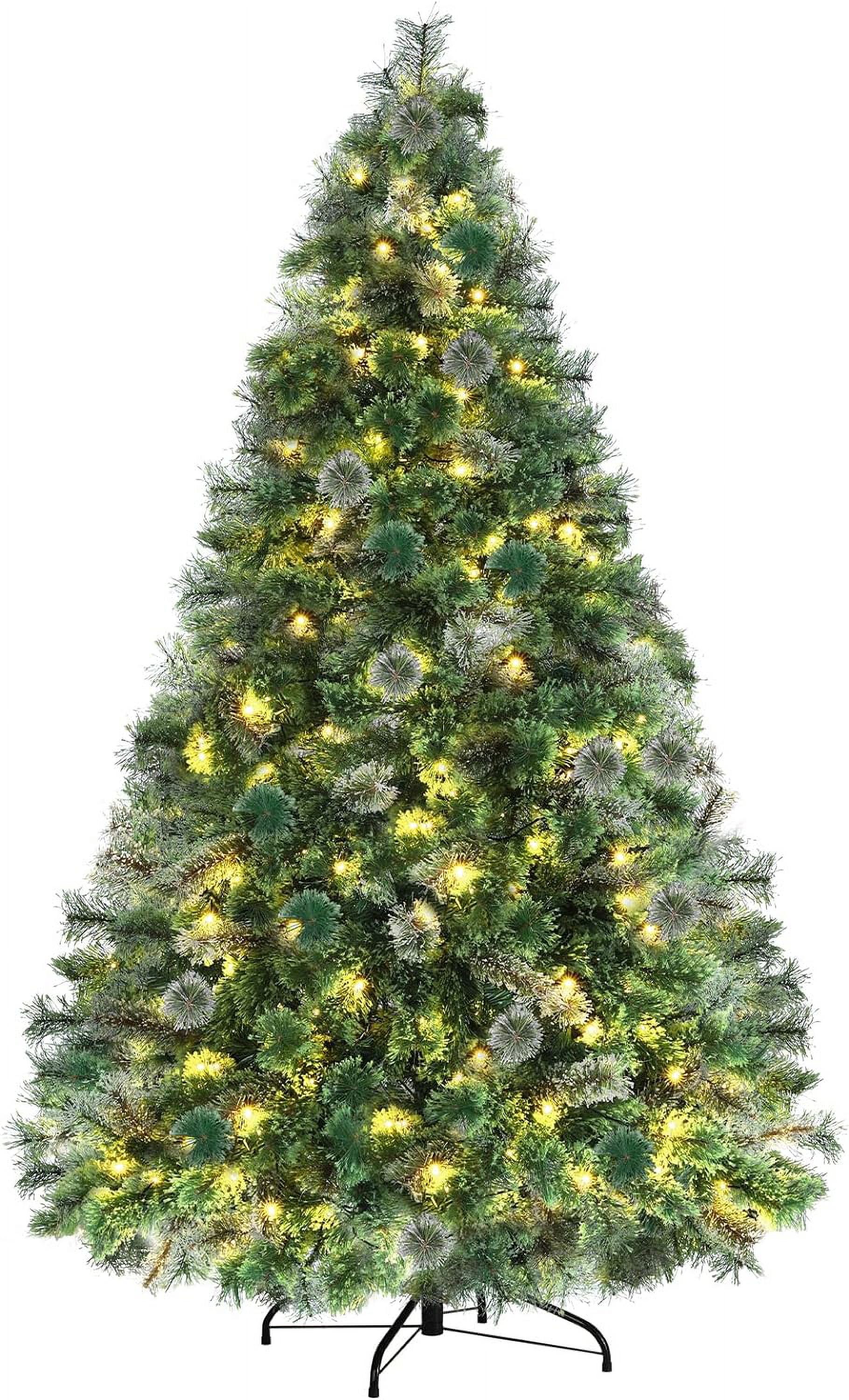 Arlopu 9FT PVC Pre-lit Artificial Christmas Tree with 1300 Tips, 500 Warm White Lights, Foldable ... | Walmart (US)
