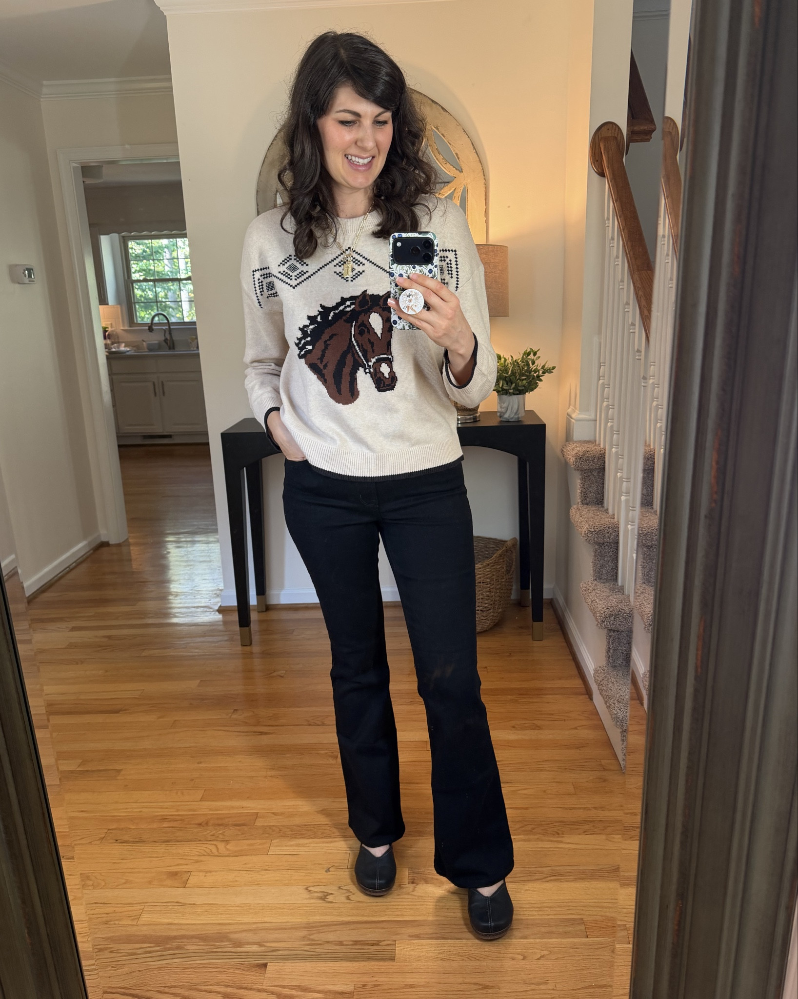 Perfect fall attire with this horse sweater! This is giving traditional Americana vibes with a cozy aesthetic.

Size: small top, 4Tall jeans
Height: 5’9"

#LTKSaleAlert #LTKFindsUnder100 #LTKSeasonal