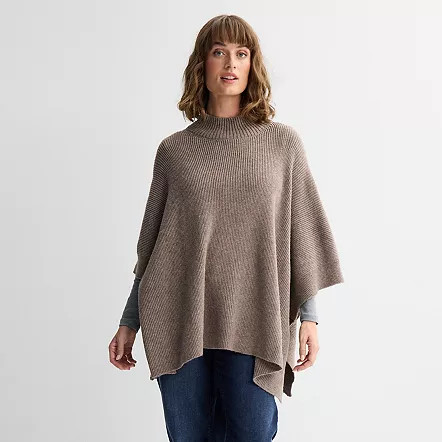 Women's Sonoma Goods For Life® Collar Knit Poncho Topper, Brown | Kohl's