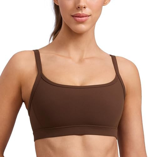 CRZ YOGA Butterlift Double Lined Scoop Neck Sports Bras for Women - Spaghetti Straps U Back Yoga ... | Amazon (US)
