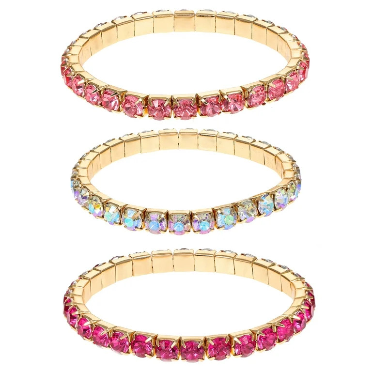 Way to Celebrate Valentine's Day Fuchsia Gold Bracelets, 3 Piece | Walmart (US)