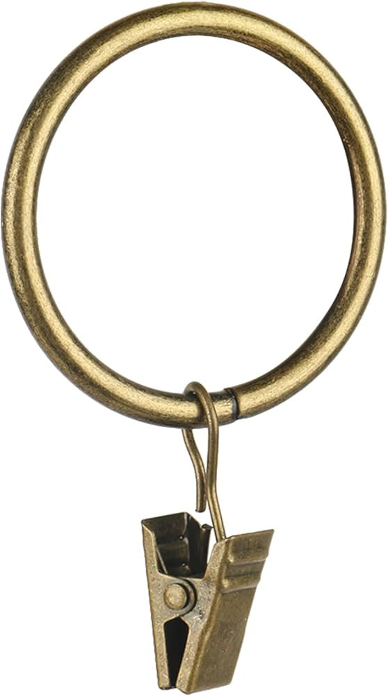 30 PCS Antique Brass Clips Curtain Hooks for Curtain Rod, This Drapery Curtain Ring with Clips Ho... | Amazon (US)