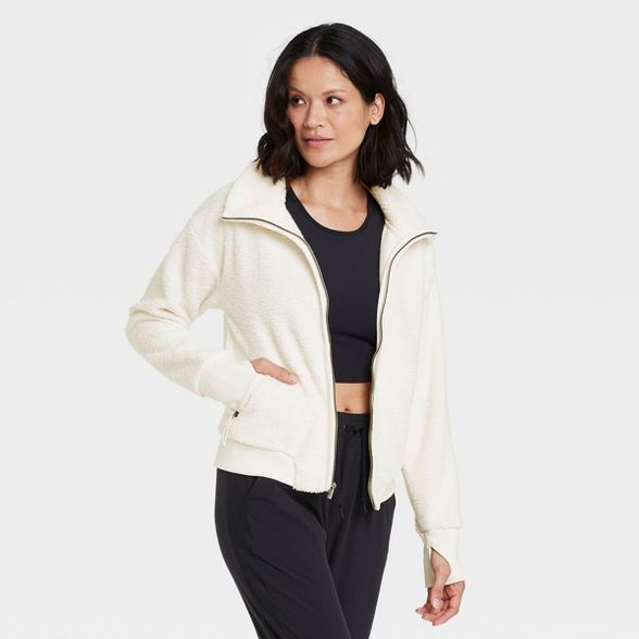 Women's Sherpa Full Zip Fleece Jacket - All in Motion™ | Target