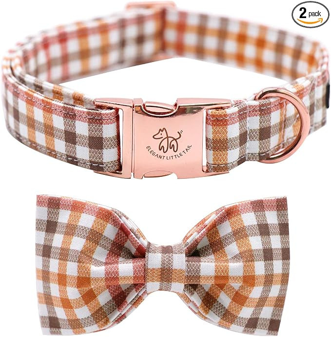Elegant little tail Dog Collar with Bow, Comfotable Dog Bowtie, Bowtie Dog Collar Adjustable Dog ... | Amazon (US)
