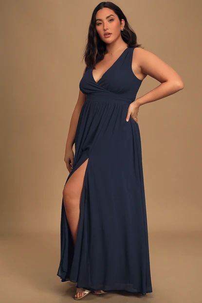 Thoughts of Hue Navy Blue Surplice Maxi Dress | Lulus (US)