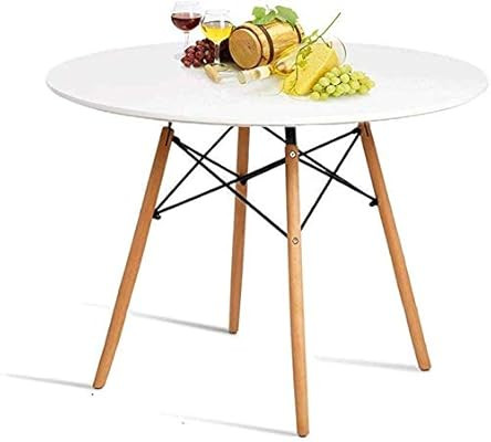 HAYOSNFO Round Dining Table, White Kitchen Table, Pedestal Coffee Table, Modern Leisure Table wit... | Amazon (US)