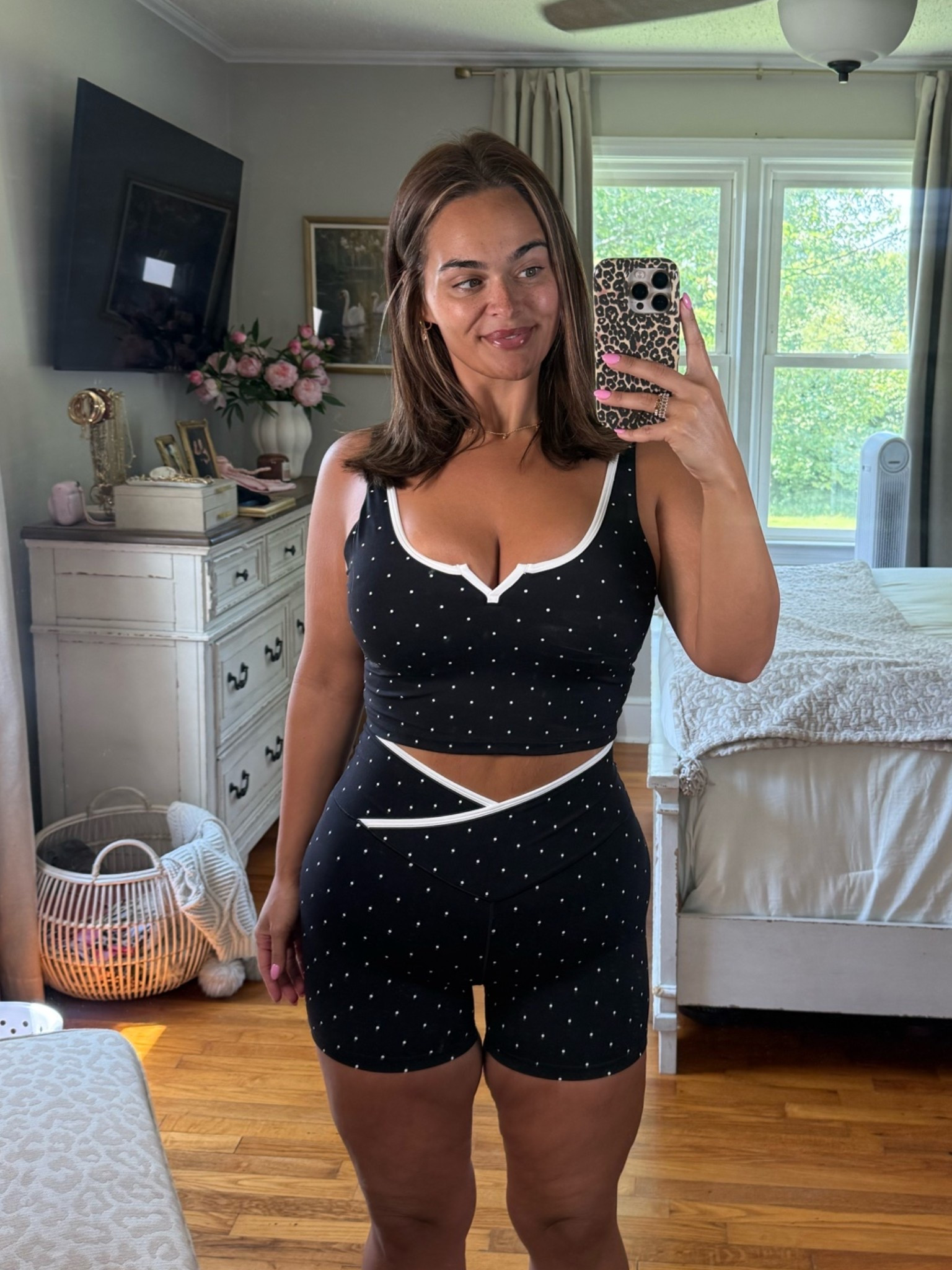 Aerie polka dot set!!! 

Wearing a large in both the top and bottoms 🤍
