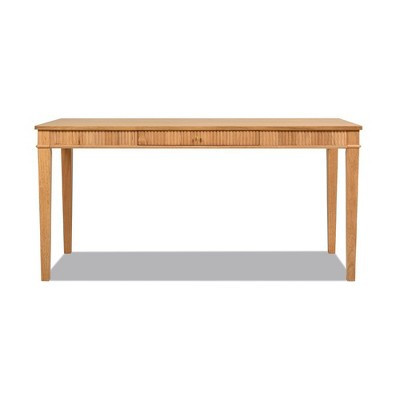 Dumont Modern Farmhouse 1-Drawer Fluted Home Office Writing Desk, Natural Blonde Solid Rubberwood & Rubberwood Veneer | Target