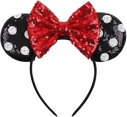 Mouse Ears Headbands with Bow and Sequins,Party Cosplay Costume for Girls or Women Black Dot | Amazon (US)