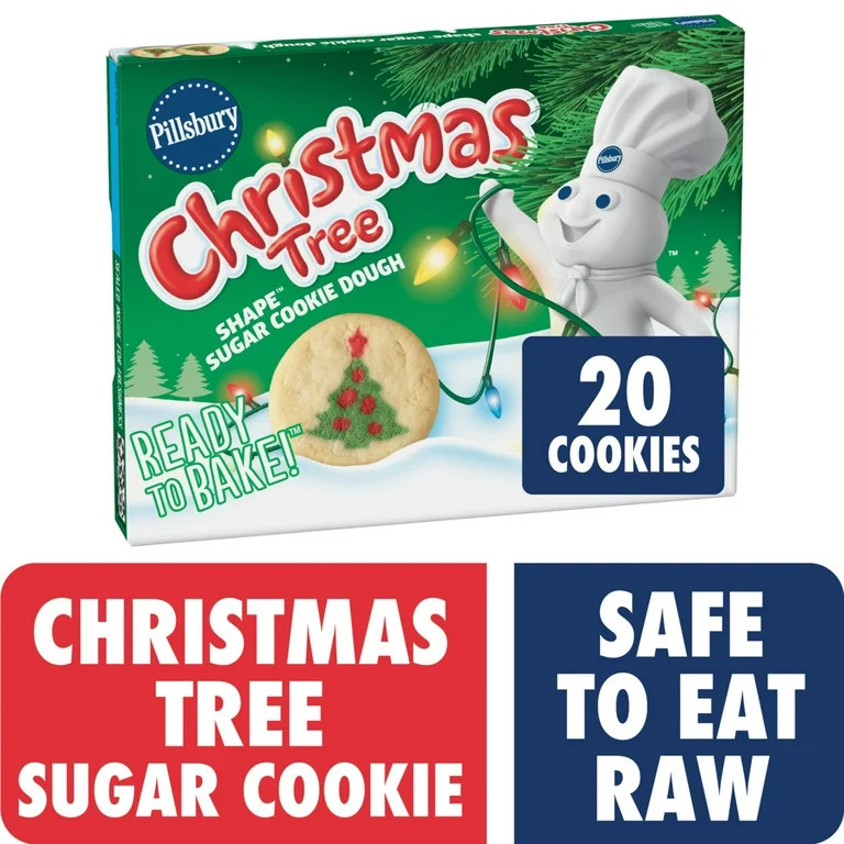 Pillsbury Ready to Bake! Christmas Tree Shape Sugar Cookie Dough, 20 Cookies, 9.1 oz | Walmart (US)
